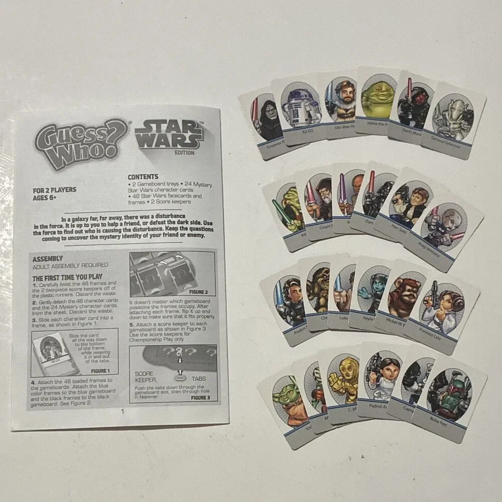 2008 Star Wars Guess Who Board Game Milton Bradley w Box Instructions